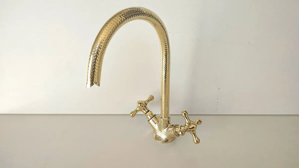 Gooseneck Bathroom Brass Faucet,