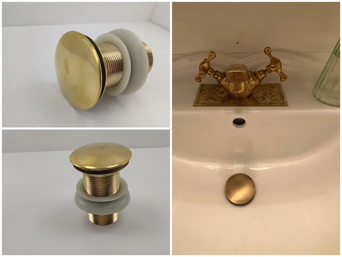 Brass pop-up Sink drain without overflow  &amp;amp; stoppers bathroom faucet vessel vanity Sink Drainer, unlacquered brass.