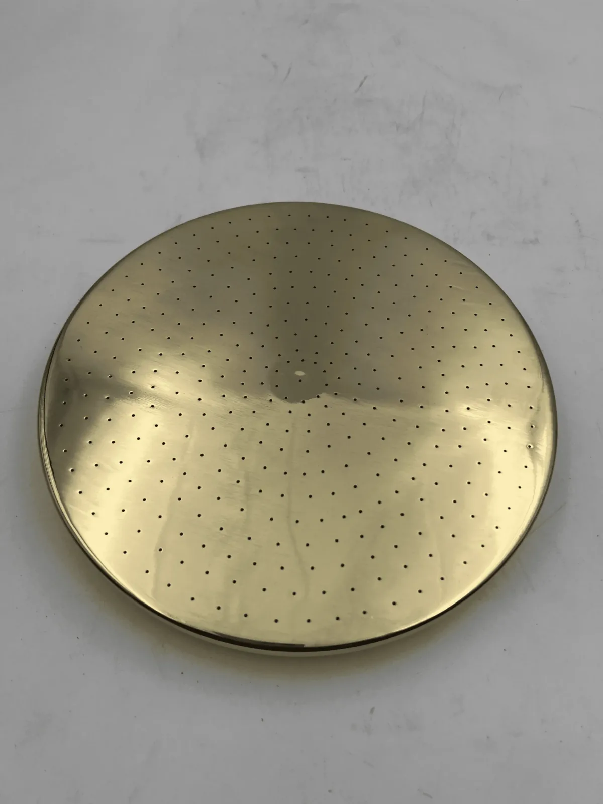 Unlacquered solid brass rain shower head, handcrafted round vintage shower head, outdoors &amp;amp; indoors.